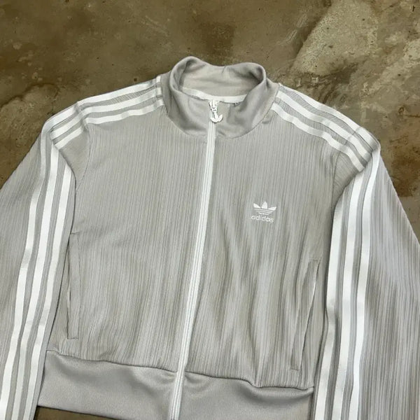 [BUNJANG] Adidas Pleats Ivory Crop Track Top (M) / M 아디다스 플리츠 아이보리 크롭 트랙탑