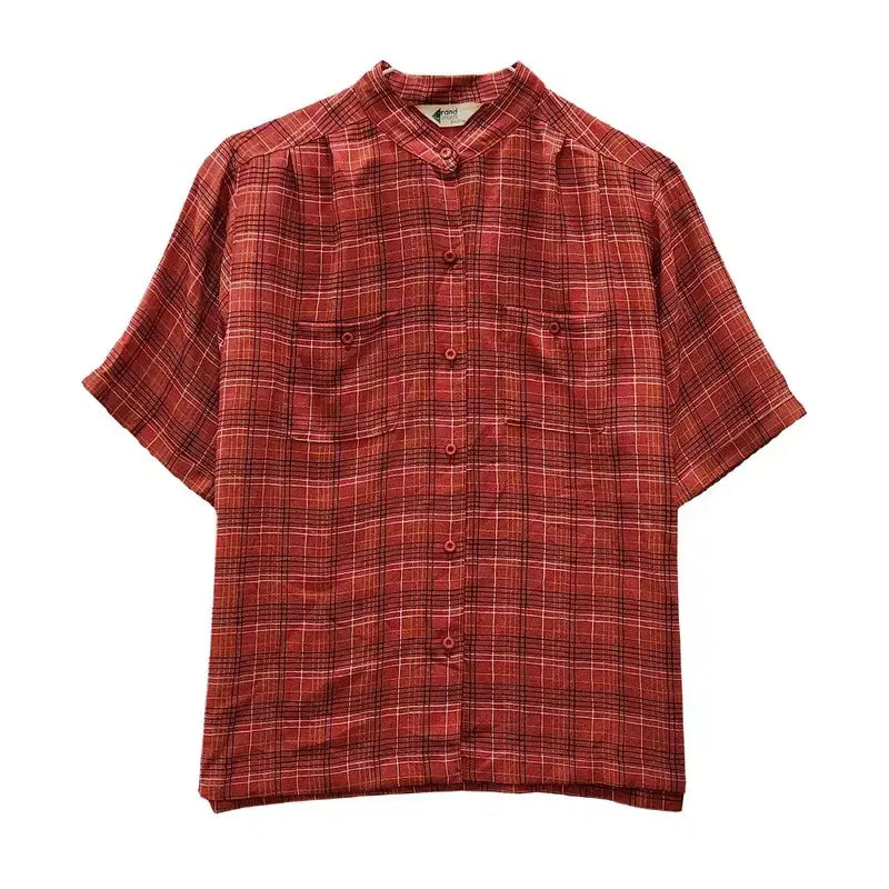 [BUNJANG] Preppy & Kitsch Pin Check Red Shirt - Size L / 프레피 키치 핀체크 레드 셔츠 L