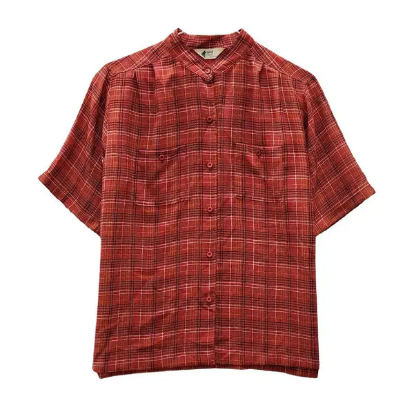 [BUNJANG] Preppy & Kitsch Pin Check Red Shirt - Size L / 프레피 키치 핀체크 레드 셔츠 L