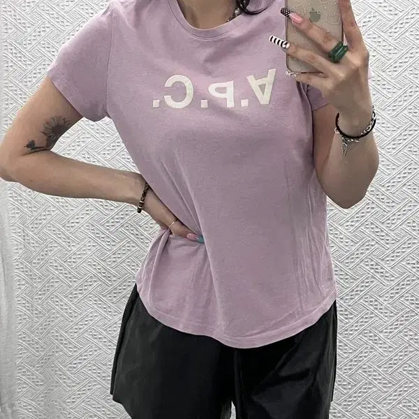 [BUNJANG] A.P.C. Slim Fit Short Sleeve T-Shirt Pink S / 아페세 캐주얼 레트로 딸기우유 핑크 슬림핏 반팔티 S C13040