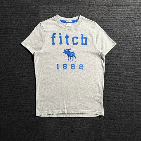 [BUNJANG] Abercrombie & Fitch Grey Patch Logo Short Sleeve T-Shirt / 아베크롬비 그레이 패치로고 반팔티셔츠