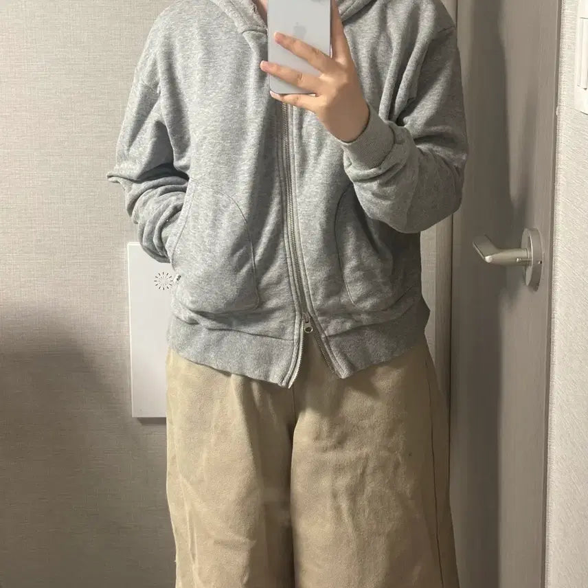 [BUNJANG] Basic Gray Hoodie Zip-Up / 기본 회색 후드 집업