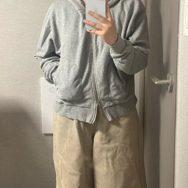 [BUNJANG] Basic Gray Hoodie Zip-Up / 기본 회색 후드 집업