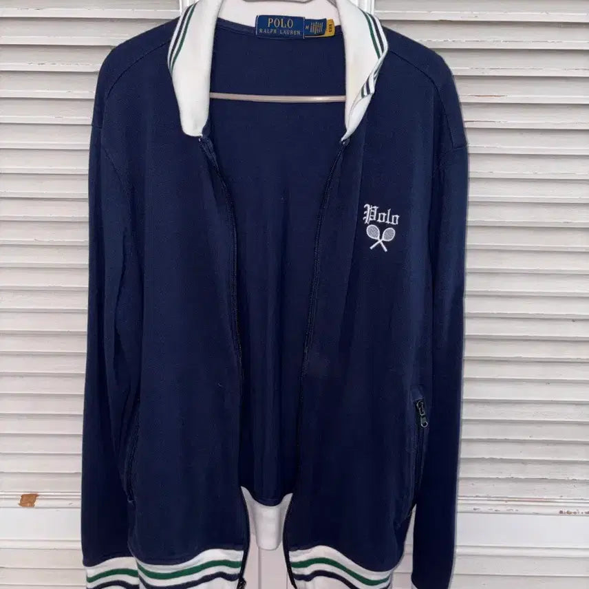[BUNJANG] Polo Ralph Lauren Navy Tennis Jacket with Racket Embroidery / 폴로 랄프로렌 네이비 라켓 자수 집업 테니스 자켓