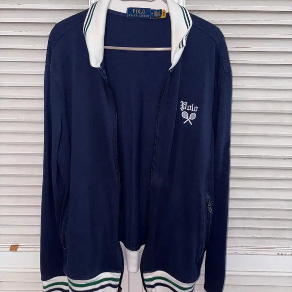 [BUNJANG] Polo Ralph Lauren Navy Tennis Jacket with Racket Embroidery / 폴로 랄프로렌 네이비 라켓 자수 집업 테니스 자켓
