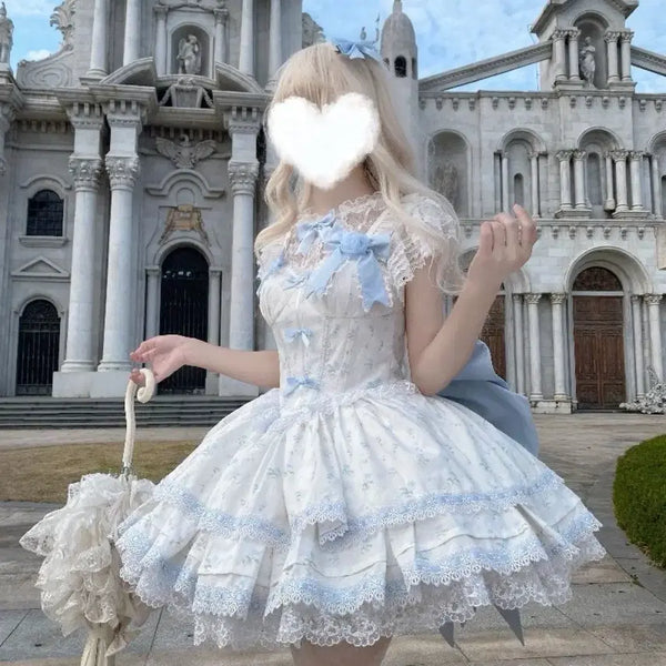 [BUNJANG] Ballet Lolita Style Lace JSK Dress + Shirt Set / 발레 로리타 스타일 레이스 JSK 원피스+셔츠 세트(2컬러)