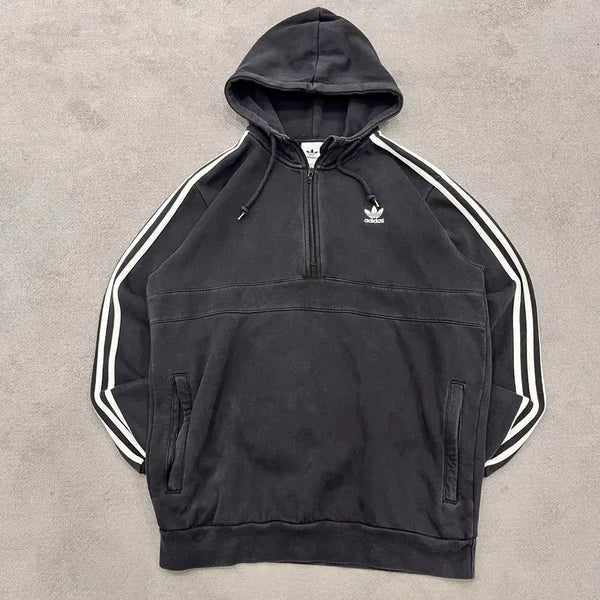 [BUNJANG] Adidas Three-Stripes Half Zip Hoodie XL / XL 아디다스 삼선 하프 집업 후드티