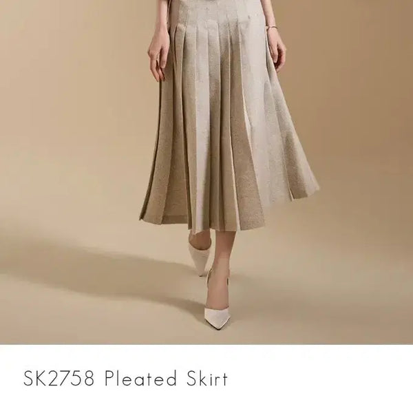 [BUNJANG] Dint Light Beige Pleated Long Skirt / 딘트 연베이지 플리츠 주름 롱스커트