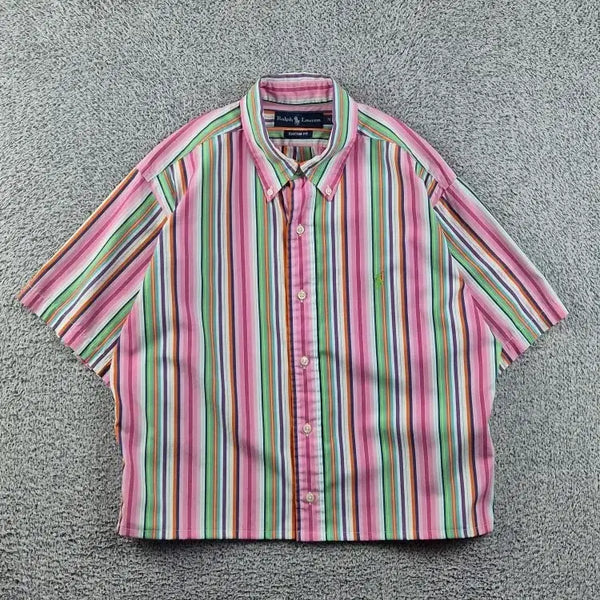 [BUNJANG] Polo Ralph Lauren Multistripe Cropped Custom Short Sleeve Shirt (M) / 폴로랄프로렌 반팔 셔츠 크롭커스텀 ( M ) / 12938