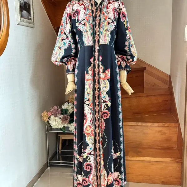 [BUNJANG] Paisley Pattern Long Dress / 페이즐리 패턴 롱 원피스