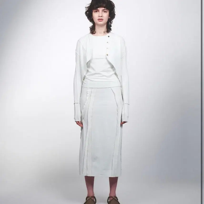 [BUNJANG] Odly Workshop Kumu Midi Skirt White / 오들리워크샵 쿠무 미디 스커트 화이트