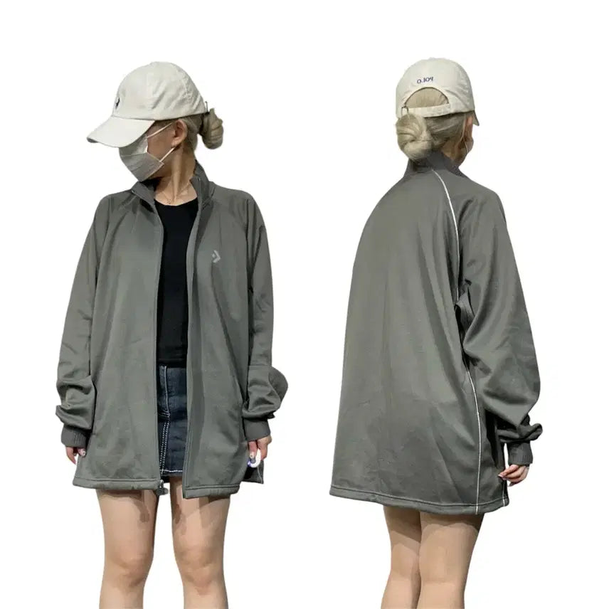 [BUNJANG] Converse Khaki Oversized Tracktop Jersey L / 컨버스 카키 오버핏 트랙탑 져지 L