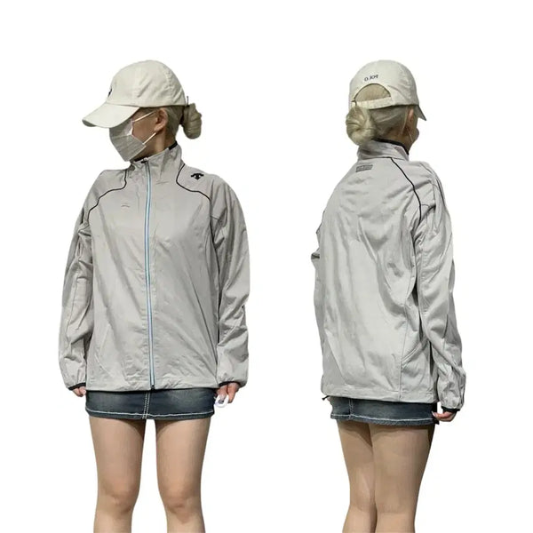 [BUNJANG] Descente Grey Oversized Windbreaker Jacket S / 데상트 그레이 새상품 오버핏 바람막이 자켓 S