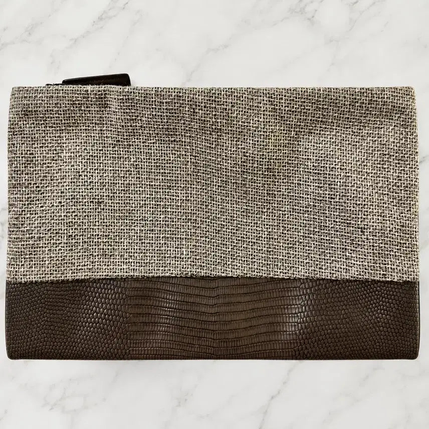 [BUNJANG] LEBEIGE Two-Zipper Linen Mix Clutch Bag / 르베이지(LEBEIGE) 투지퍼 린넨 믹스 클러치백