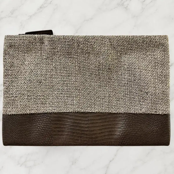 [BUNJANG] LEBEIGE Two-Zipper Linen Mix Clutch Bag / 르베이지(LEBEIGE) 투지퍼 린넨 믹스 클러치백