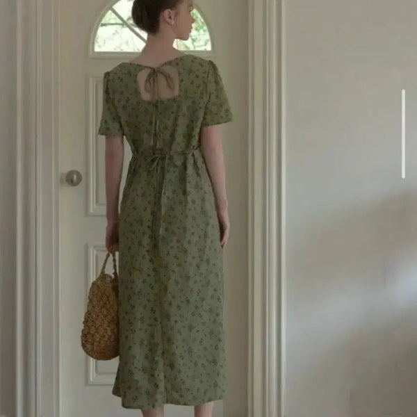 [BUNJANG] Heart Neck Shirred Waist Maxi Dress / 새상품)하트넥라인  여성스런원피스  ( 넘예쁨)