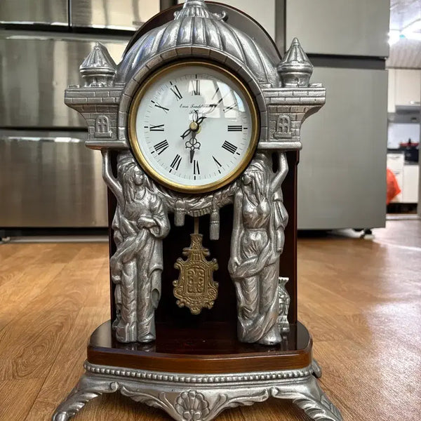 [BUNJANG] Italian Vintage Pewter Castle Table Clock / 이태리산 빈티지 탁상시계