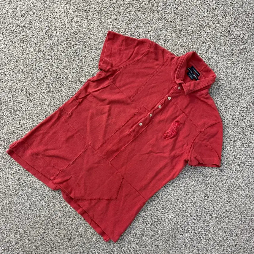 [BUNJANG] Polo Ralph Lauren Women's Panel Cut Short Sleeve Polo Shirt / L 랄프로렌 여성 절개 반팔 카라티 0713J2
