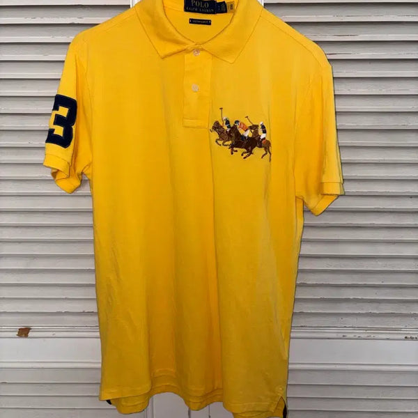 [BUNJANG] Polo Ralph Lauren Horse Embroidery Yellow Short Sleeve Polo Shirt / 폴로 랄프로렌 말 자수 옐로우 반팔 카라티