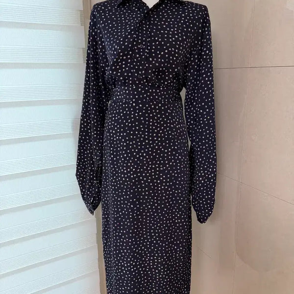 [BUNJANG] Dot Shirt and Skirt Set / (새상품) 도트 셔츠 스커트 세트 네이비/화이트