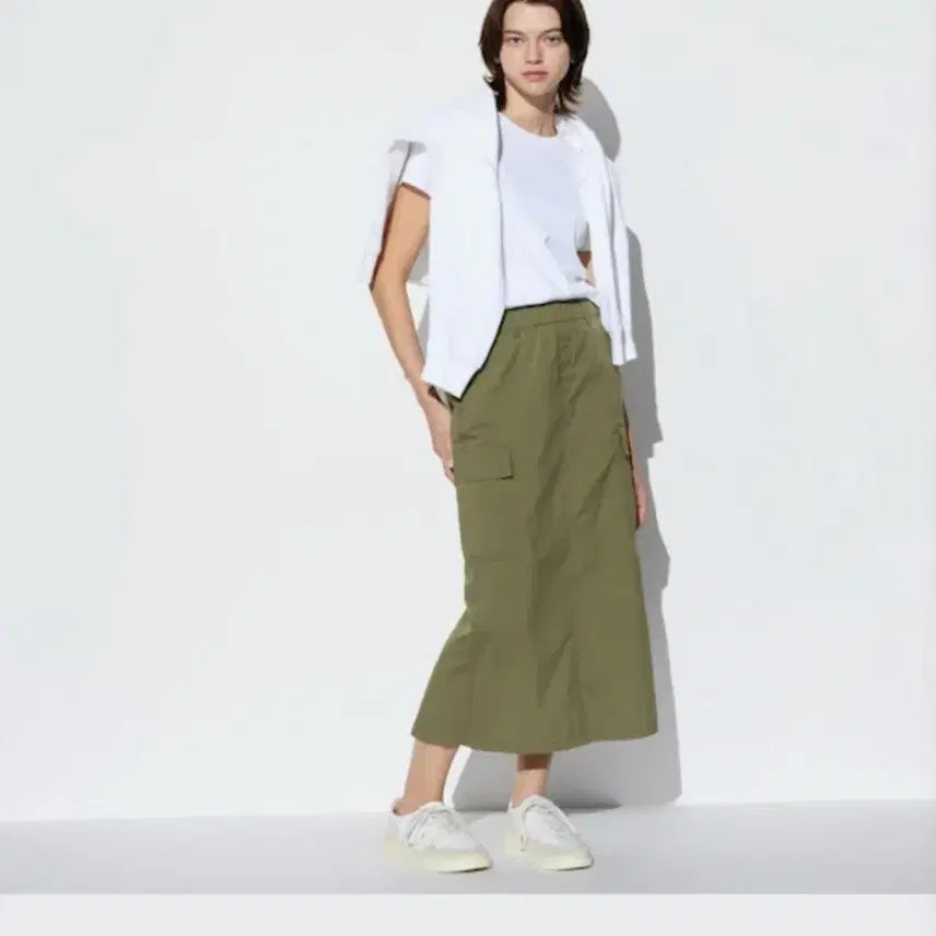[BUNJANG] Uniqlo Nylon Cargo Long Skirt L (Grey) / 유니클로 나일론 카고 롱 스커트 L (그레이)