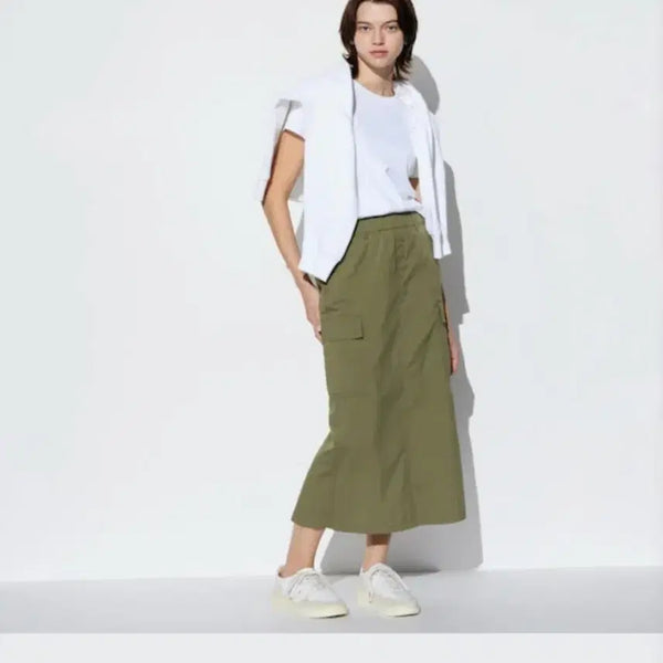 [BUNJANG] Uniqlo Nylon Cargo Long Skirt L (Grey) / 유니클로 나일론 카고 롱 스커트 L (그레이)
