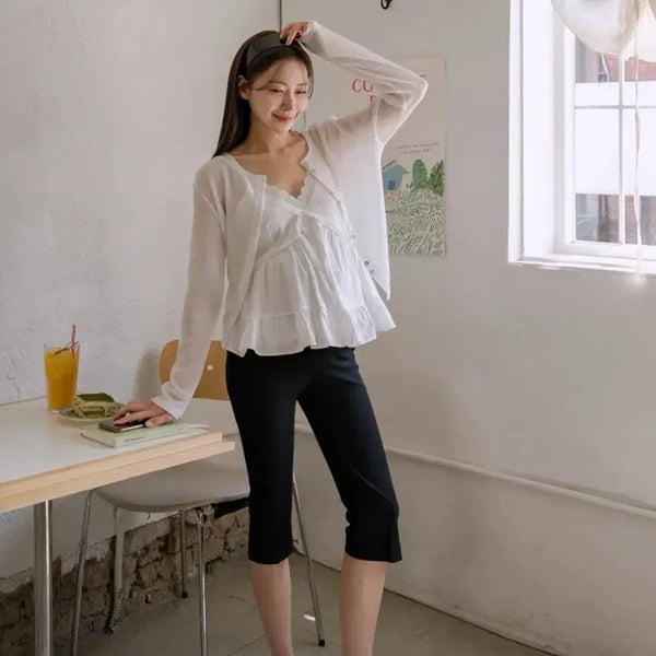 [BUNJANG] Soim Maternity Black Capri 7/8 Pants / 소임 임산부 바지 블랙 카프리 7부 팬츠