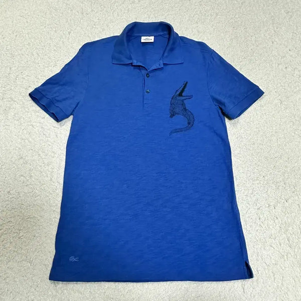 [BUNJANG] Lacoste Blue Cotton Polo T-Shirt Size 95 / 라코스테 반팔 카라티 블루 95