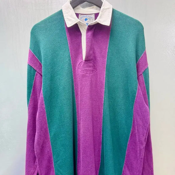 [BUNJANG] Lands End Oversized Rugby Shirt Vertical Stripe / LANDS END 랜즈엔드 오버핏 세로 스트라이프 럭비 셔츠