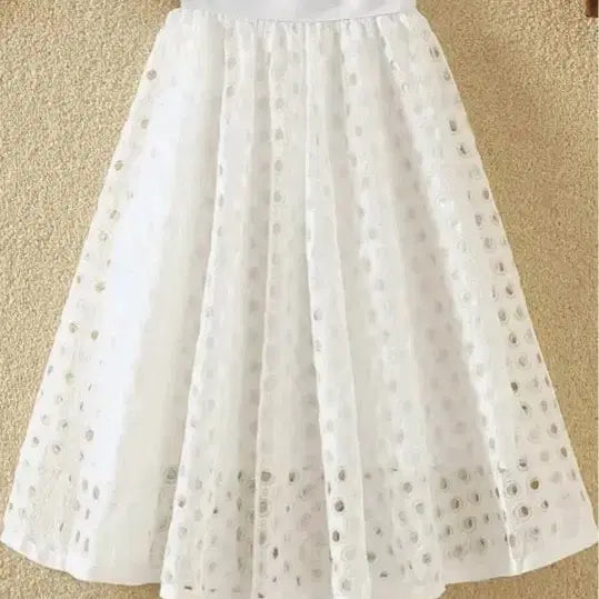 [BUNJANG] Punching Detail Elastic Waist Midi Skirt White / 펀칭 허리밴딩 스커트/55-77새상품 화이트