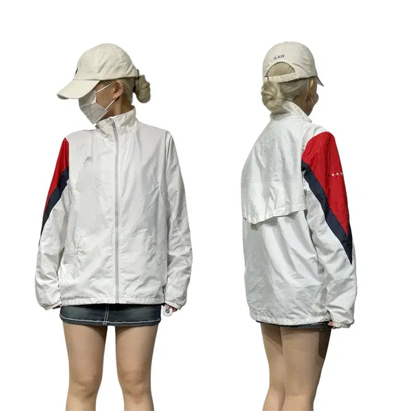 [BUNJANG] Adidas White Red Line Oversized Old School Track Jacket M / 아디다스 화이트 레드 라인 오버핏 올드스쿨 트랙 자켓 M