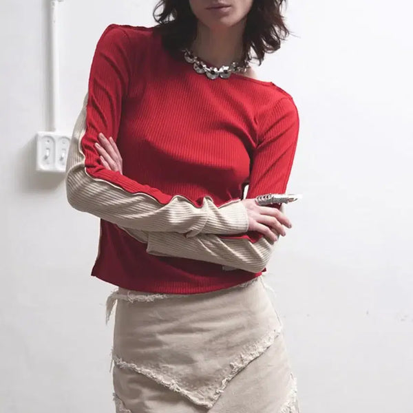 [BUNJANG] Dare to Wear Red Sleeve Top / 데어드 슬리브 탑 레드