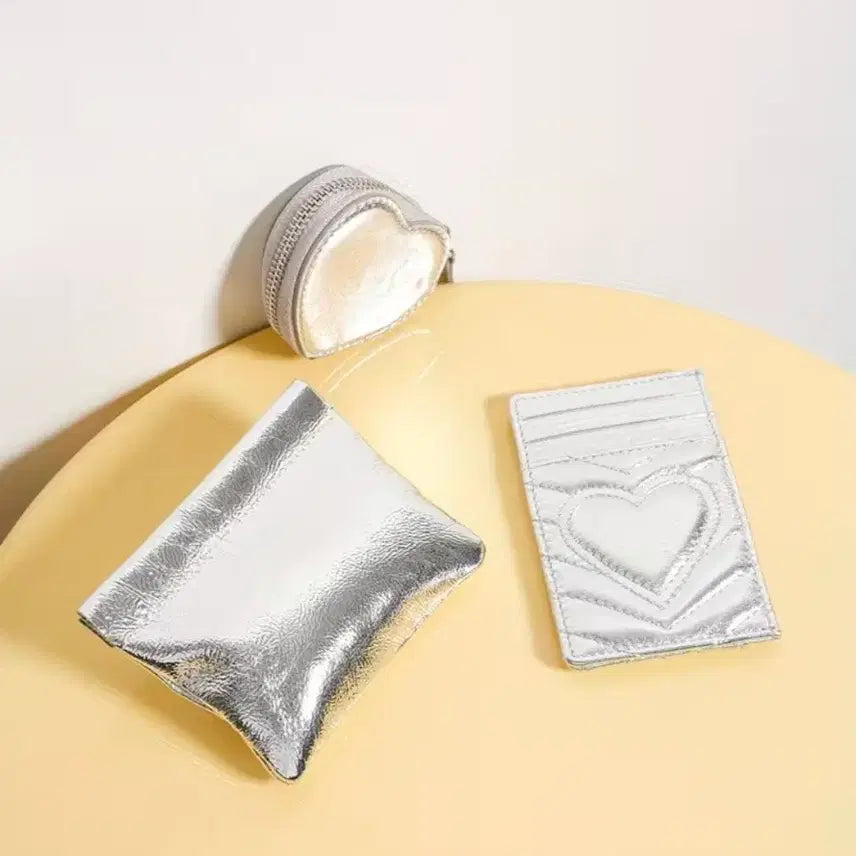[BUNJANG] Silver Leather Lip Pouch / [새상품] 실버 가죽 립파우치