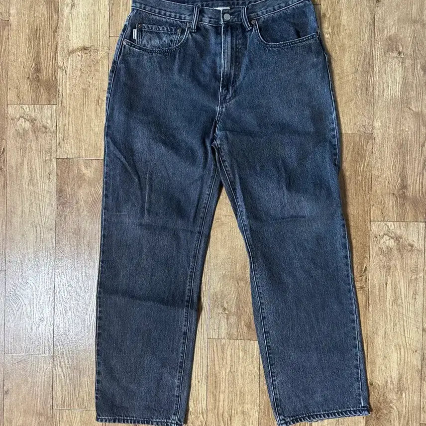[BUNJANG] Denebet Black Washed Wide Pants / 디네댓 흑청 와이드팬츠