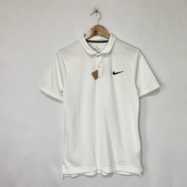 [BUNJANG] Nike Dri-FIT Logo Collar T-Shirt White Men's S / 나이키 로고 카라티 드라이핏 기능성 반팔 티셔츠 화이트 남성 S