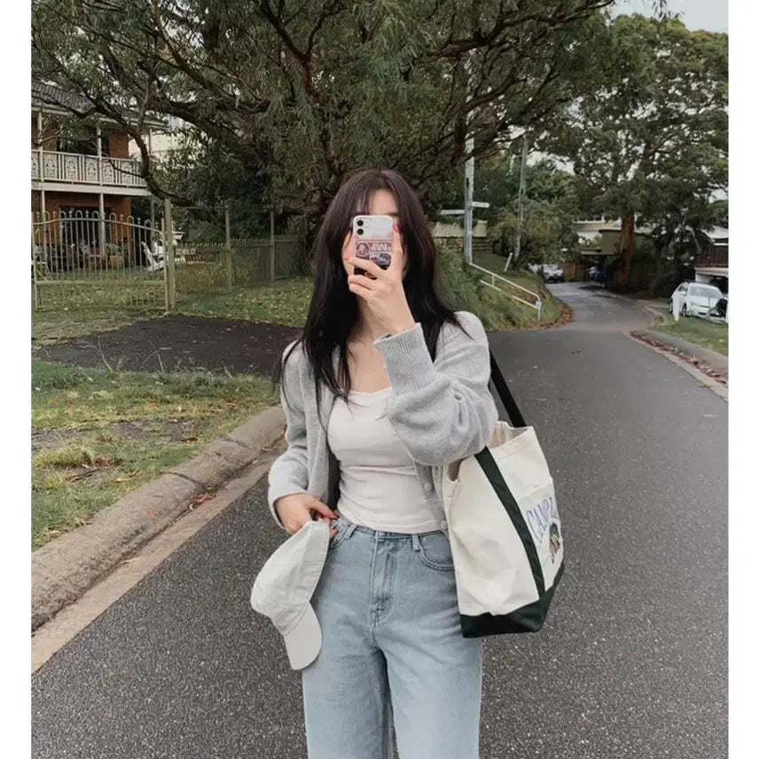 [BUNJANG] Slowand V-Neck Cardigan Gray / 슬로우앤드 V넥가디건 그레이