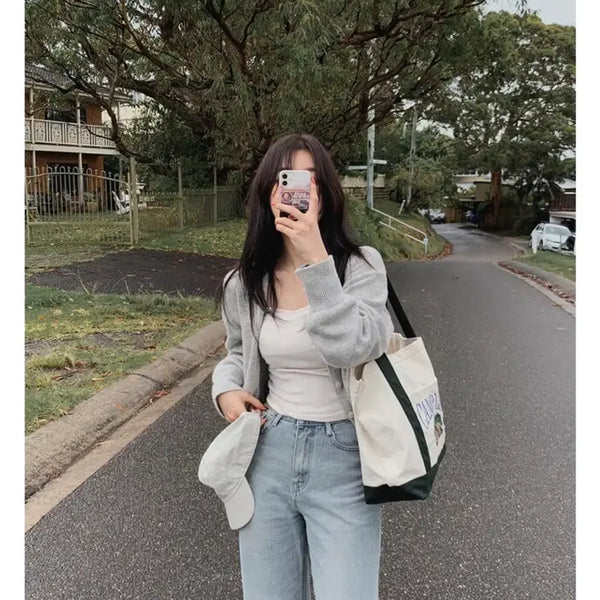[BUNJANG] Slowand V-Neck Cardigan Gray / 슬로우앤드 V넥가디건 그레이