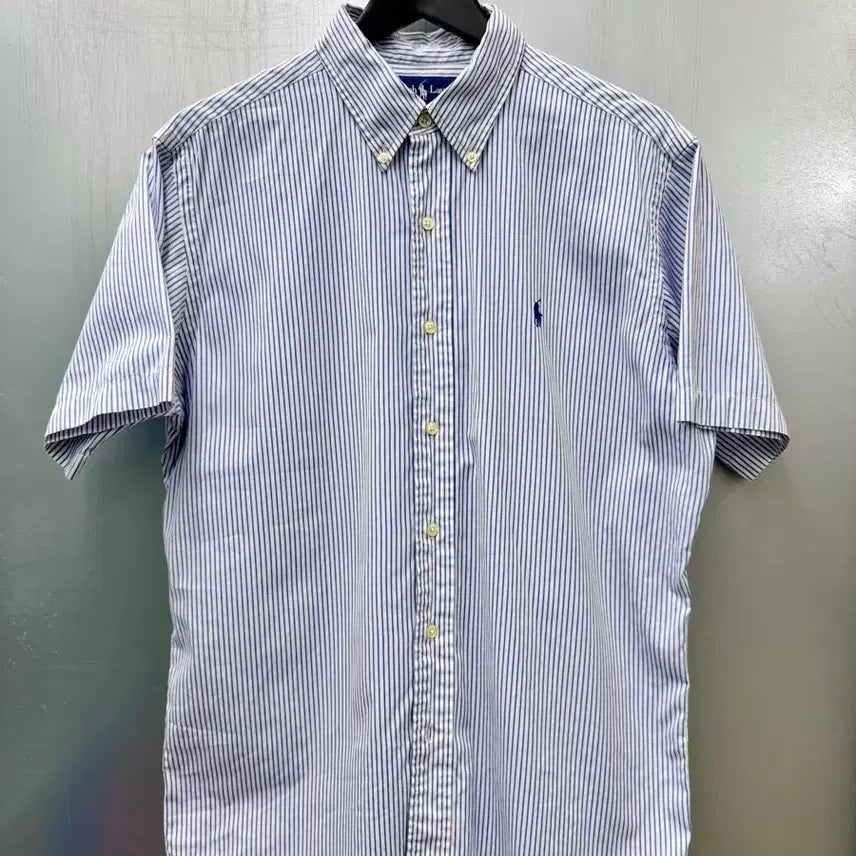 [BUNJANG] Polo Ralph Lauren Blue Stripe Short Sleeve Button-Down Shirt / Polo 폴로 랄프로렌 블루 스트라이프 반소매 버튼다운 셔츠