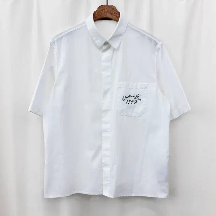 [BUNJANG] Dior 24AW Logo Embroidered Poplin Short Sleeve Shirt / 디올 24AW 로고 자수 포플린 반팔 셔츠