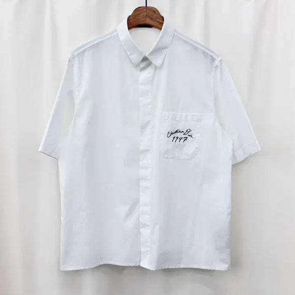 [BUNJANG] Dior 24AW Logo Embroidered Poplin Short Sleeve Shirt / 디올 24AW 로고 자수 포플린 반팔 셔츠