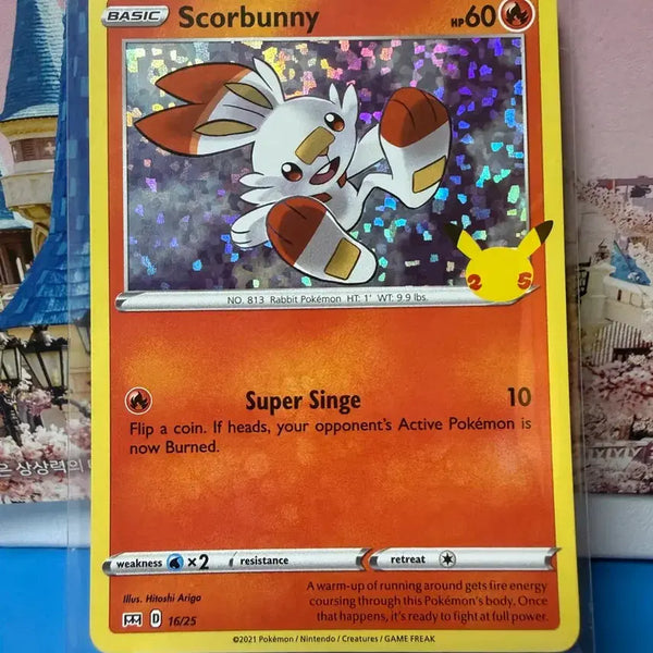 [BUNJANG] Pokemon Scorbunny Holo 25th Anniversary North American Near Mint Trading Card / 북미 포켓몬카드 염버니 홀로 25주년 A-급