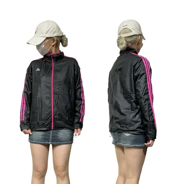[BUNJANG] Adidas Black Pink Track Jacket (Size M) / 아디다스 블랙 핑크 삼선 바람막이 트랙 자켓 M