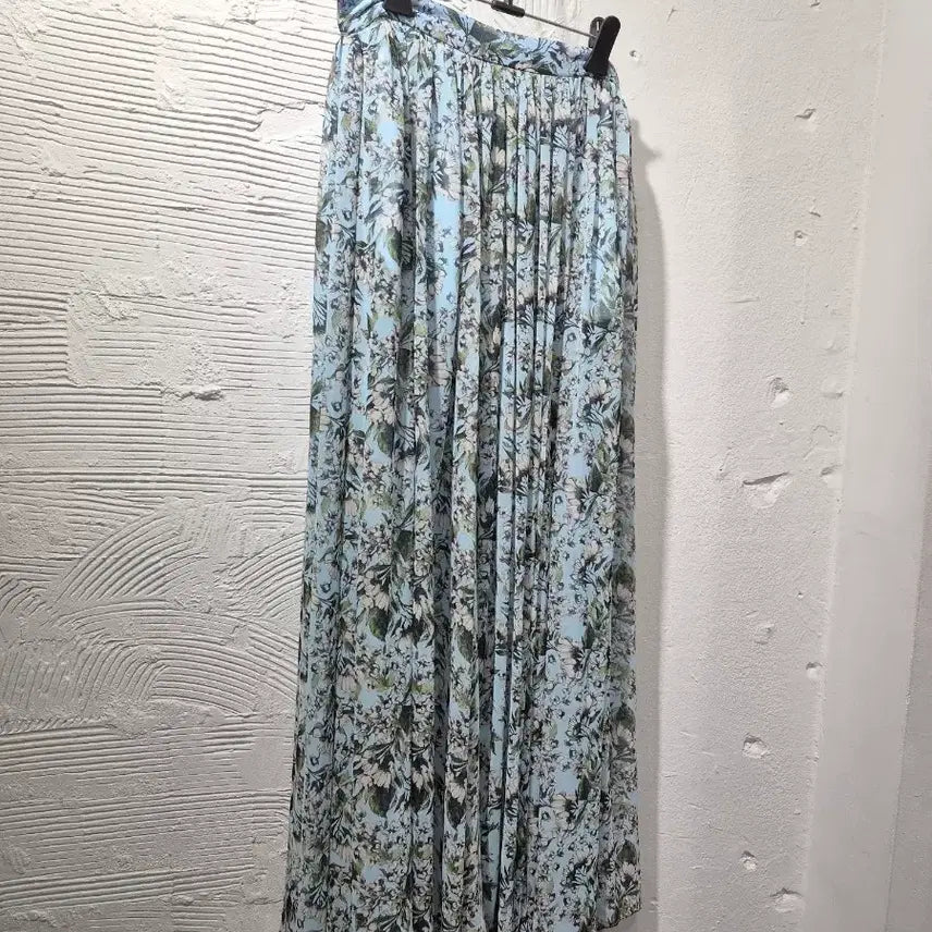 [BUNJANG] Buruhaha Floral Pleated Maxi Skirt / 부루하하 플로럴 플리츠 맥시 스커트