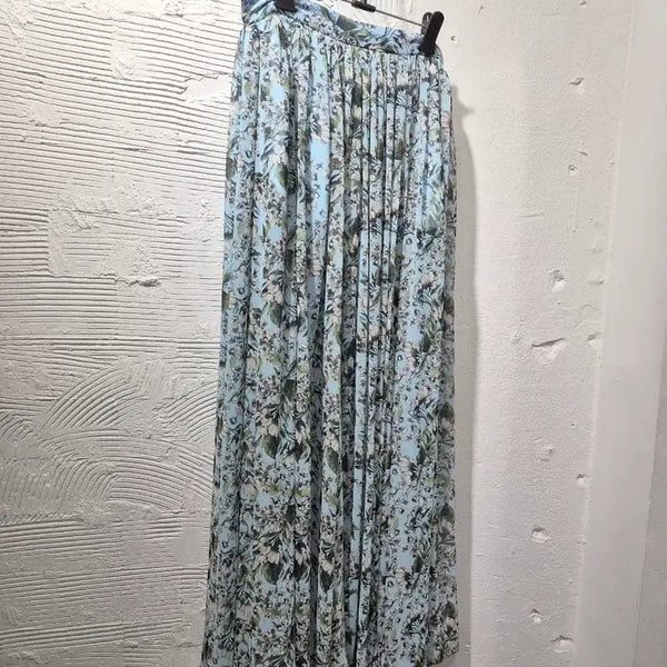 [BUNJANG] Buruhaha Floral Pleated Maxi Skirt / 부루하하 플로럴 플리츠 맥시 스커트