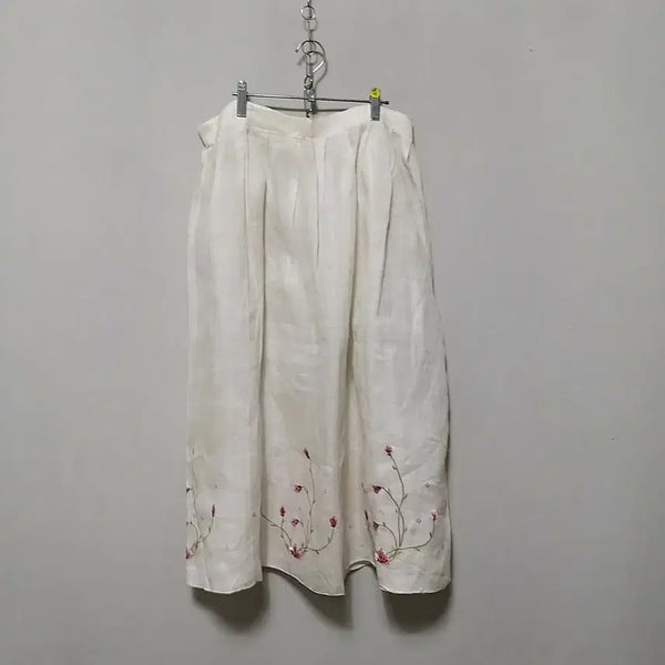 [BUNJANG] Summer Ramie Skirt with Floral Embroidery / 라198 모시치마