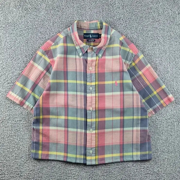 [BUNJANG] Polo Ralph Lauren Multicheck Cropped Custom Short Sleeve Shirt (L) / 폴로랄프로렌 반팔 셔츠 크롭커스텀 ( L ) / 12939