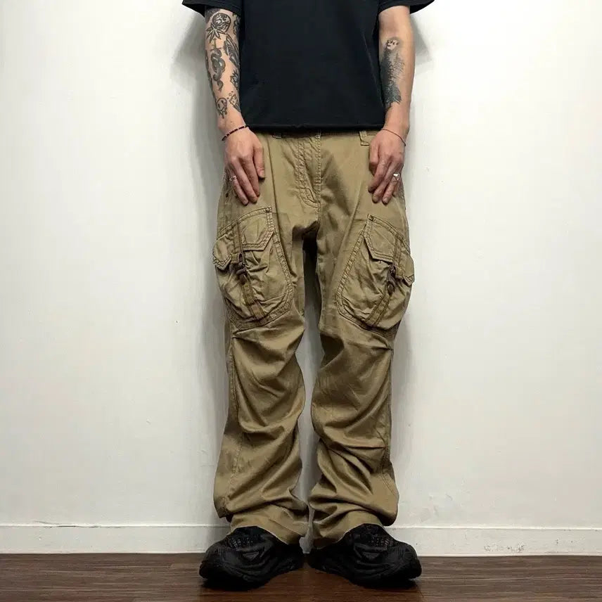 [BUNJANG] Edwin Vintage Y2K Brown Pocket Pants / Edwin 에드윈 y2k 빈티지 포켓 브라운 팬츠