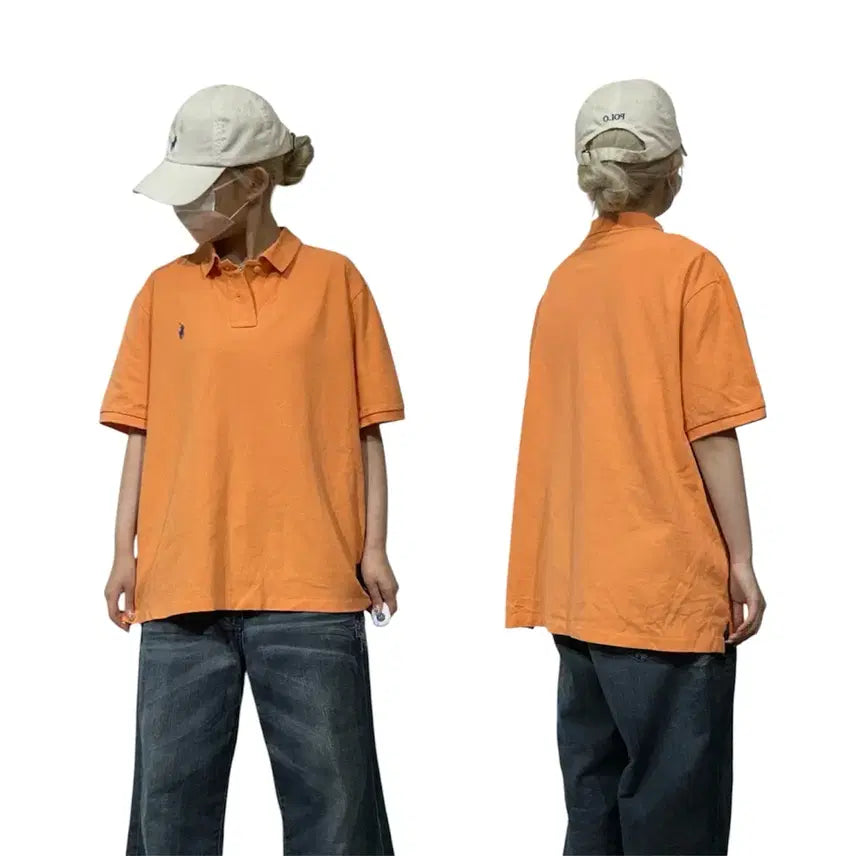 [BUNJANG] Polo Ralph Lauren Orange Oversized Fit Short Sleeve Polo Shirt L / 폴로 랄프 로렌 오렌지 오버핏 카라 반팔티 L