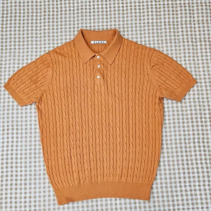 [BUNJANG] Suare Knit Short Sleeve Polo Shirt (Men's 100) / 수아레 니트 반소매 카라티 남자100