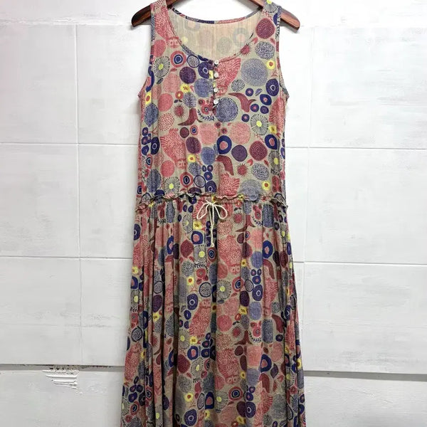 [BUNJANG] Dot Ethnic Hippie Cotton Long Dress JPN / 도트 에스닉 히피 키치 패턴 코튼 롱 원피스  JPN